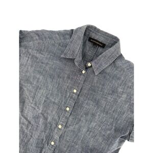Banana Republic Womens Petite Small Blue Chambray Short Sleeve Button Down Shirt